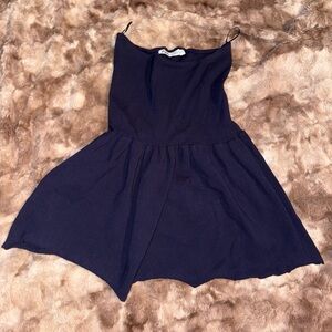 Zara Navy Blue Strapless Tube Bandage Knit Stretch Mini Dress